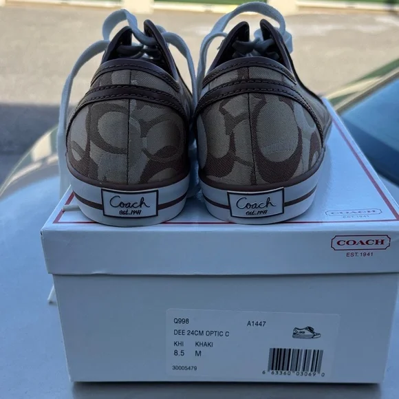 Coach Women's Tan and White Sneakers - Picture 6 of 7